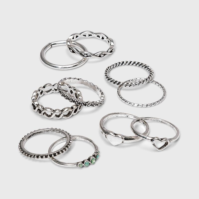 Rhodium with Acrylic Stones Multipack Rings - Wild Fable™