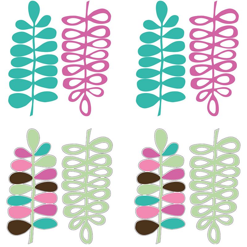 Espirit Wall Stickers Pink Leaves Die-Cut Accents - Wall Pops..