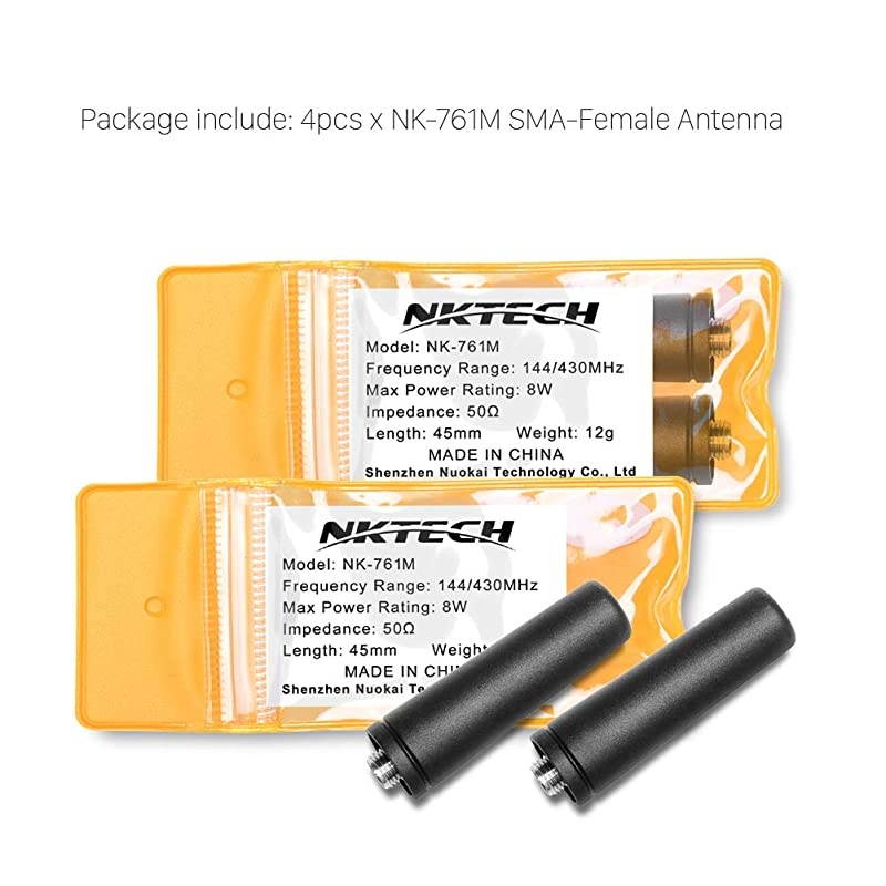 NK761M Mini SMAFemale Antenna 18 8W Dual Band VHF UHF 144430MHz for BaoFeng BFF8HP UV5R BF888S UV5R5 DM5R DM1701 DM1801 UV82 UV5X3 UV5RTP WOUXUN KGUV6D KGUVD1P 4 Pack