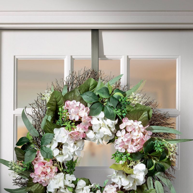 Haute Decor Christmas Adapt Adjustable Top & Bottom Wreath Hanger Brushed Nickel