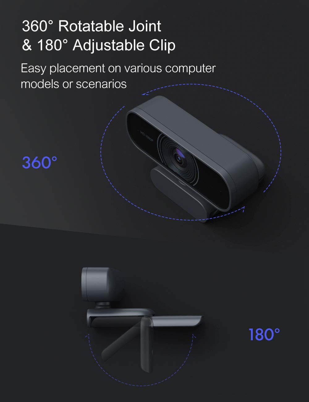 Webcam with Microphone, 1080P HD Webcam Streaming Computer Web Camera - USB Computer Camera for PC Laptop Desktop Video Calling, Conference
