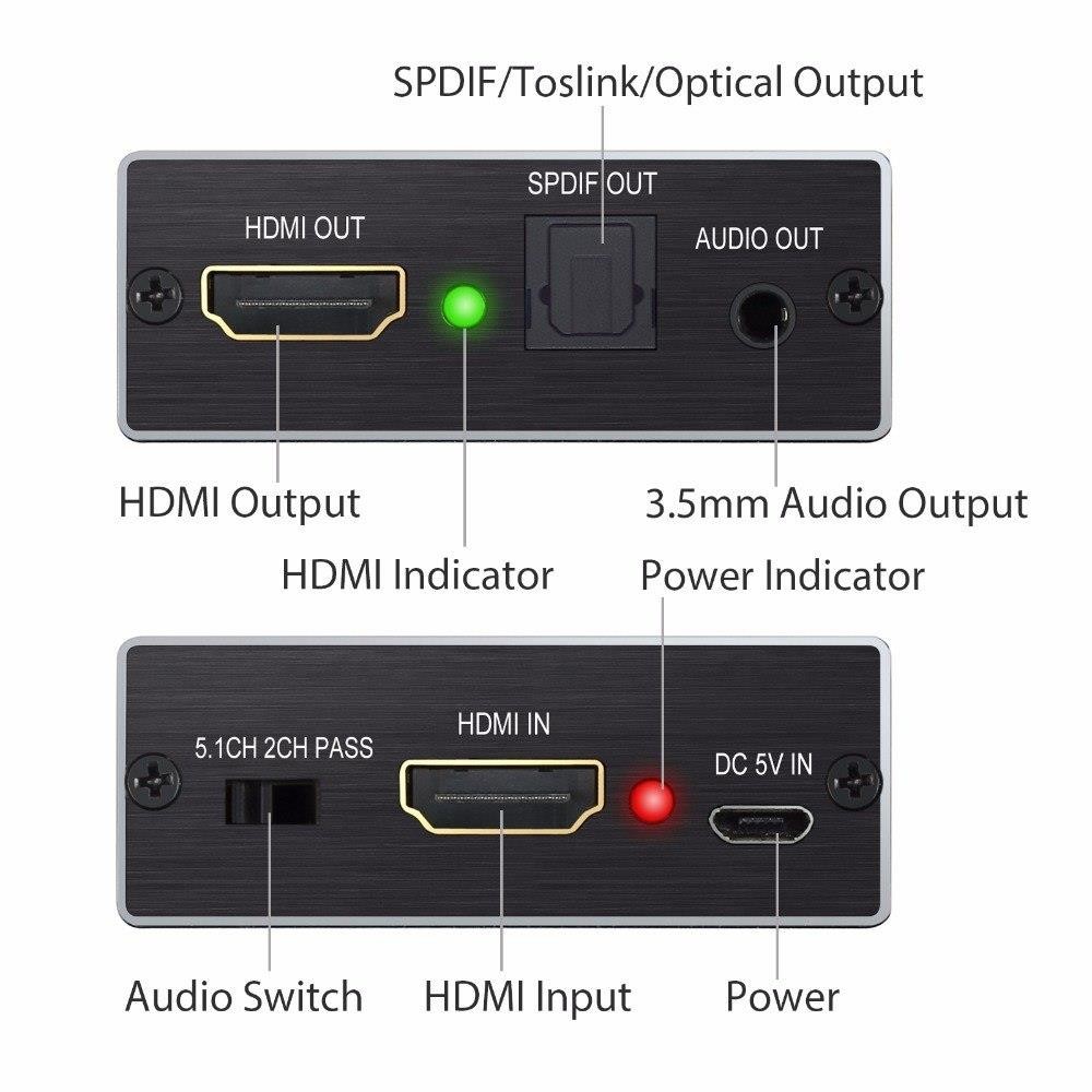HDMI Audio Extractor Converter Support 4K X 2K 3D HDMI To Optical TOSLINK SPDIF HDMI  With 3.5mm Stereo Audio Splitter Adapter