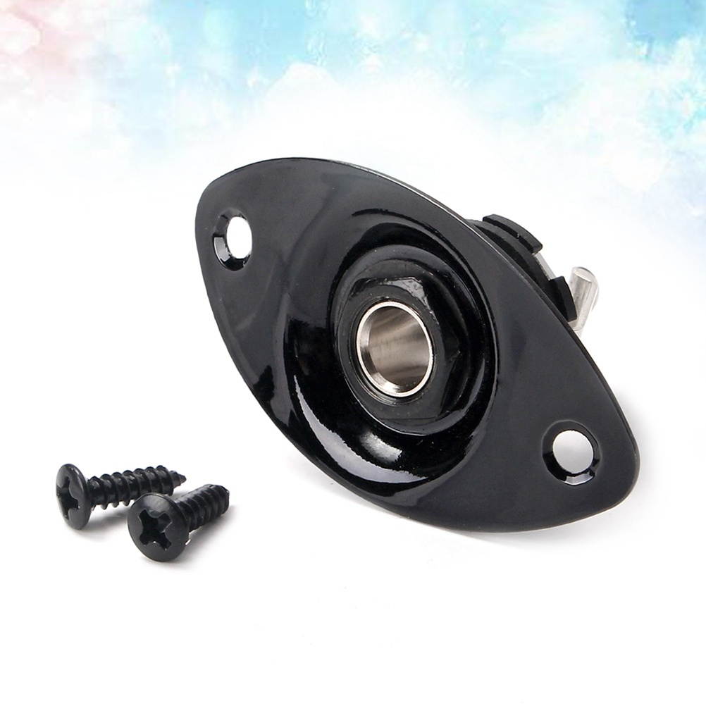 Indented 1/4 Inch Oval Guitar Pickup Output Input Jack Plug Socket 6.35mm With 2 Mounting Screws for Electric Guitar Bass (Golden)