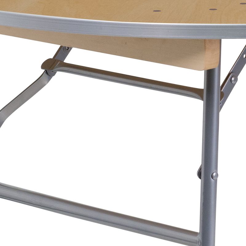Emma and Oliver 4-Foot Round HEAVY DUTY Birchwood Folding Banquet Table with METAL Edges