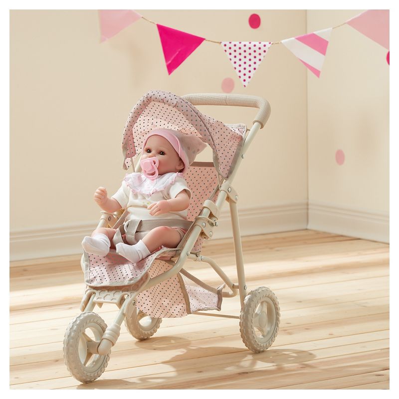 Olivia's Little World - Polka Dots Princess Baby Doll Jogging Stroller - Pink & Gray