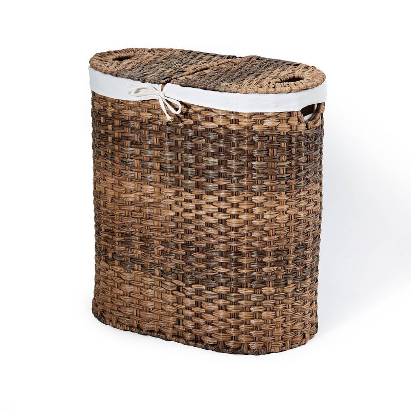 Household Essentials Round Brushed Stainless Hamper Wood Lid