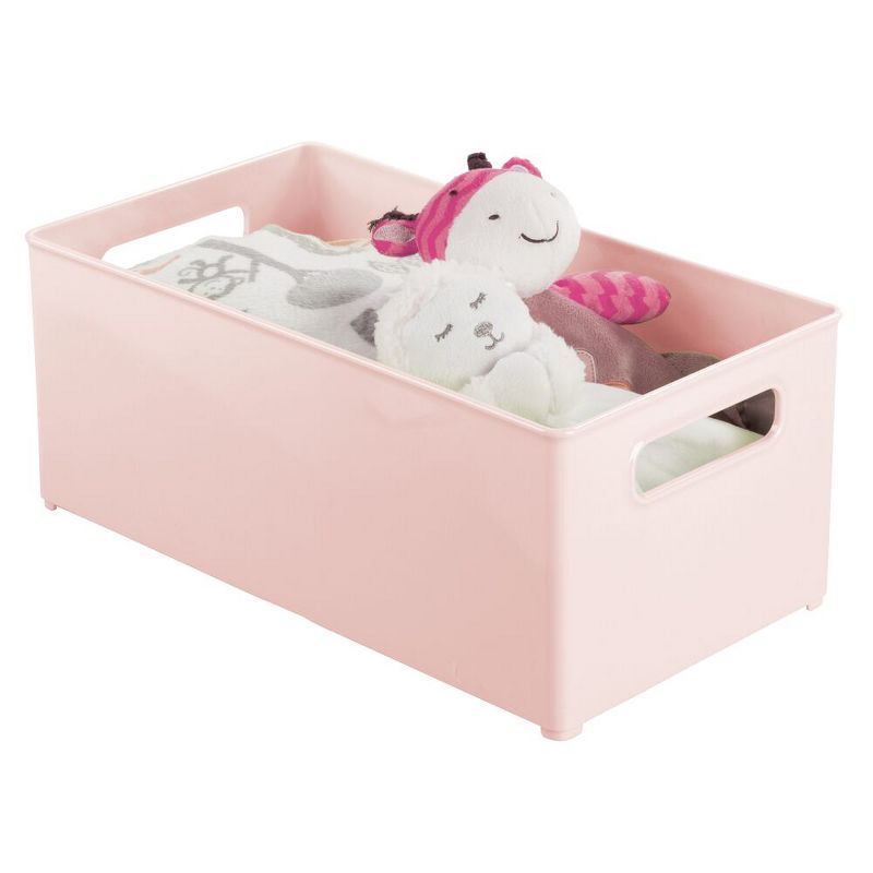 mDesign Plastic Storage Organizer Bin for Kids Supplies, 14.5" L, 2 Pack - Pink