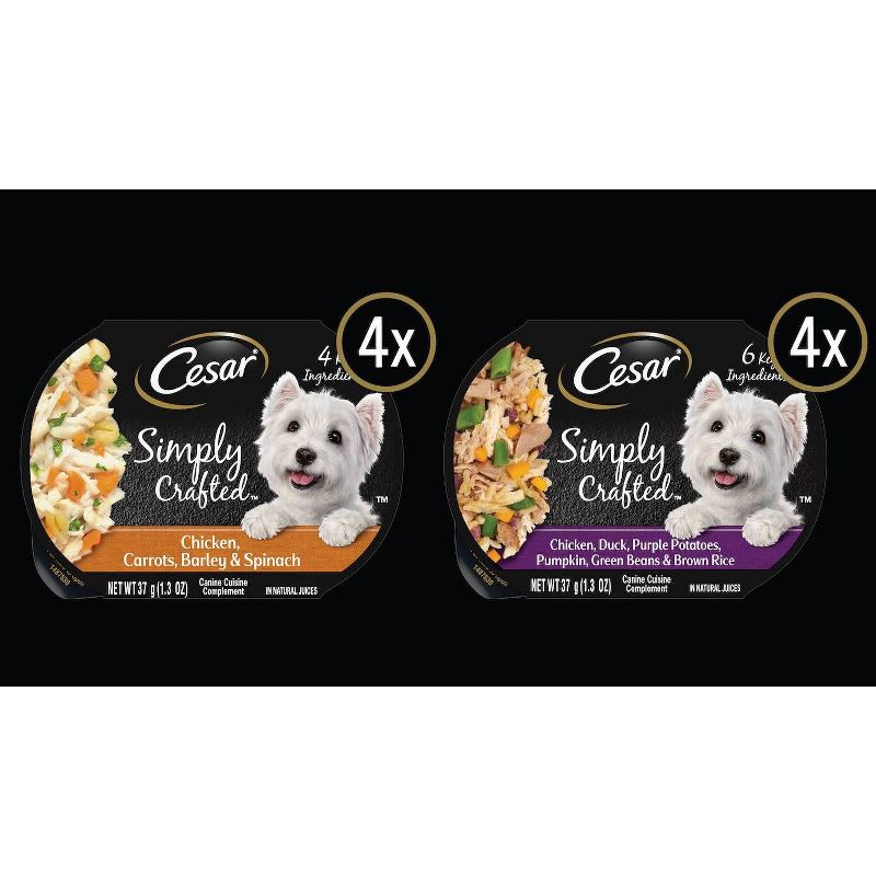 Cesar Simply Crafted Chicken & Duck Wet Dog Food Complement - 1.3oz/8ct Variety Pack