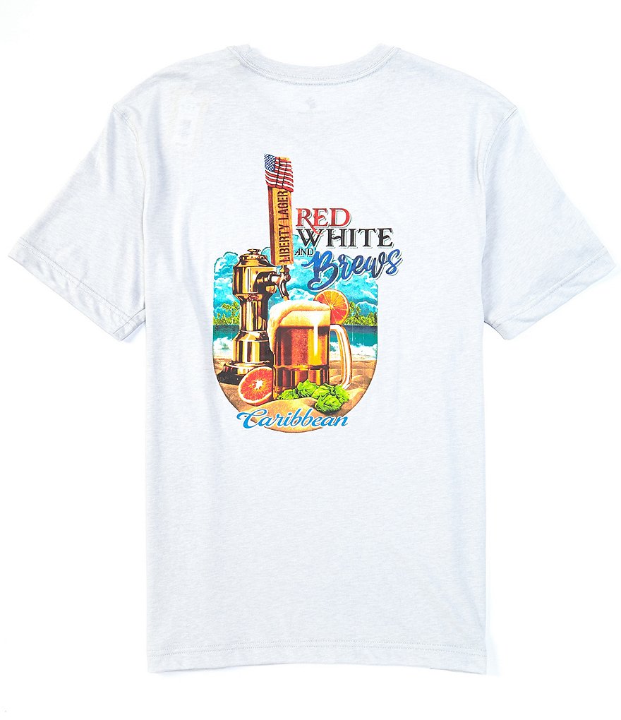 Caribbean Big & Tall Red White and Brews Short-Sleeve Screen Print Tee