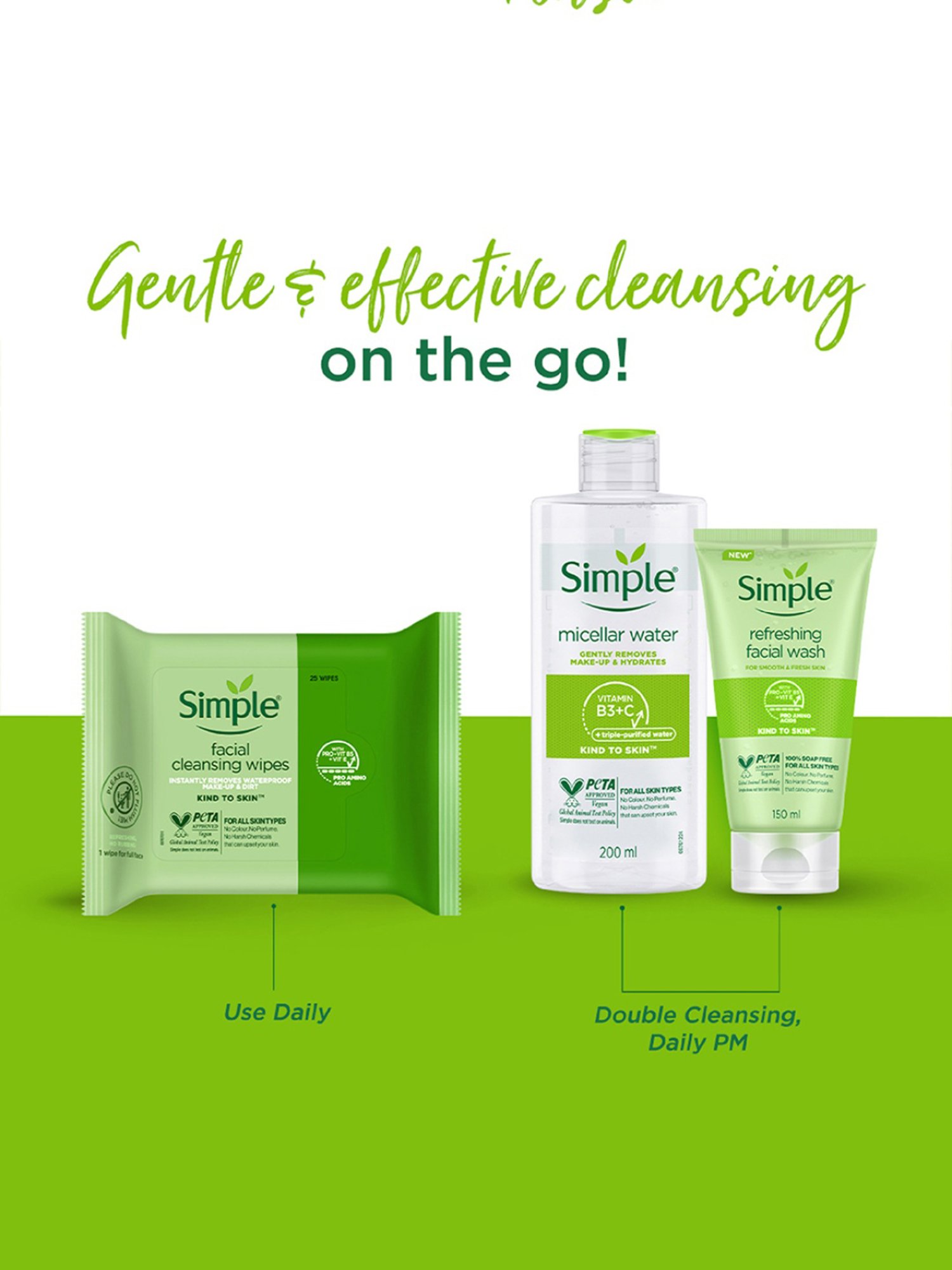 Simple Kind To Skin Facial Cleansing Wipes - 25 Wipes