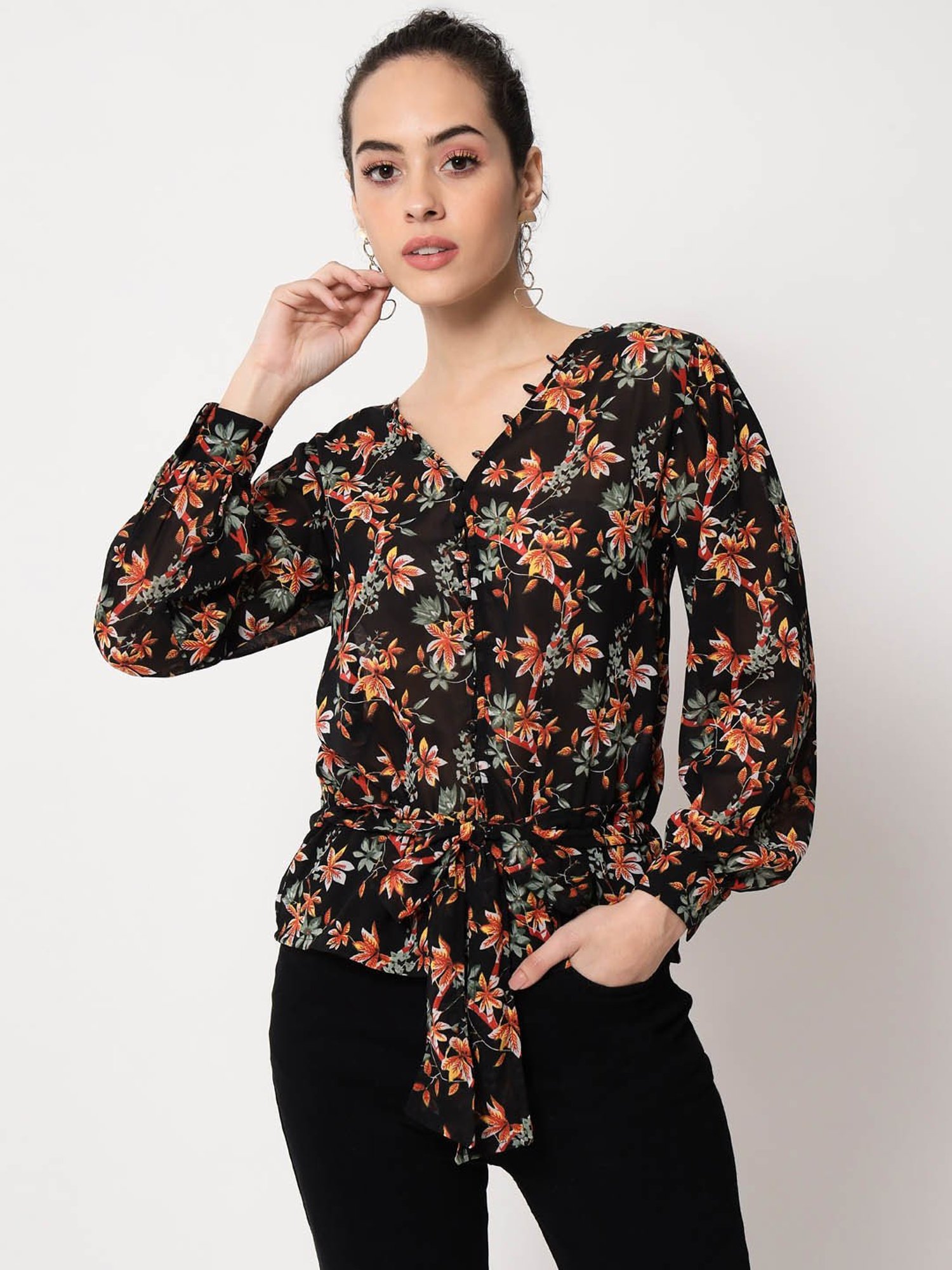 Trend Arrest Black Floral Print Shirt