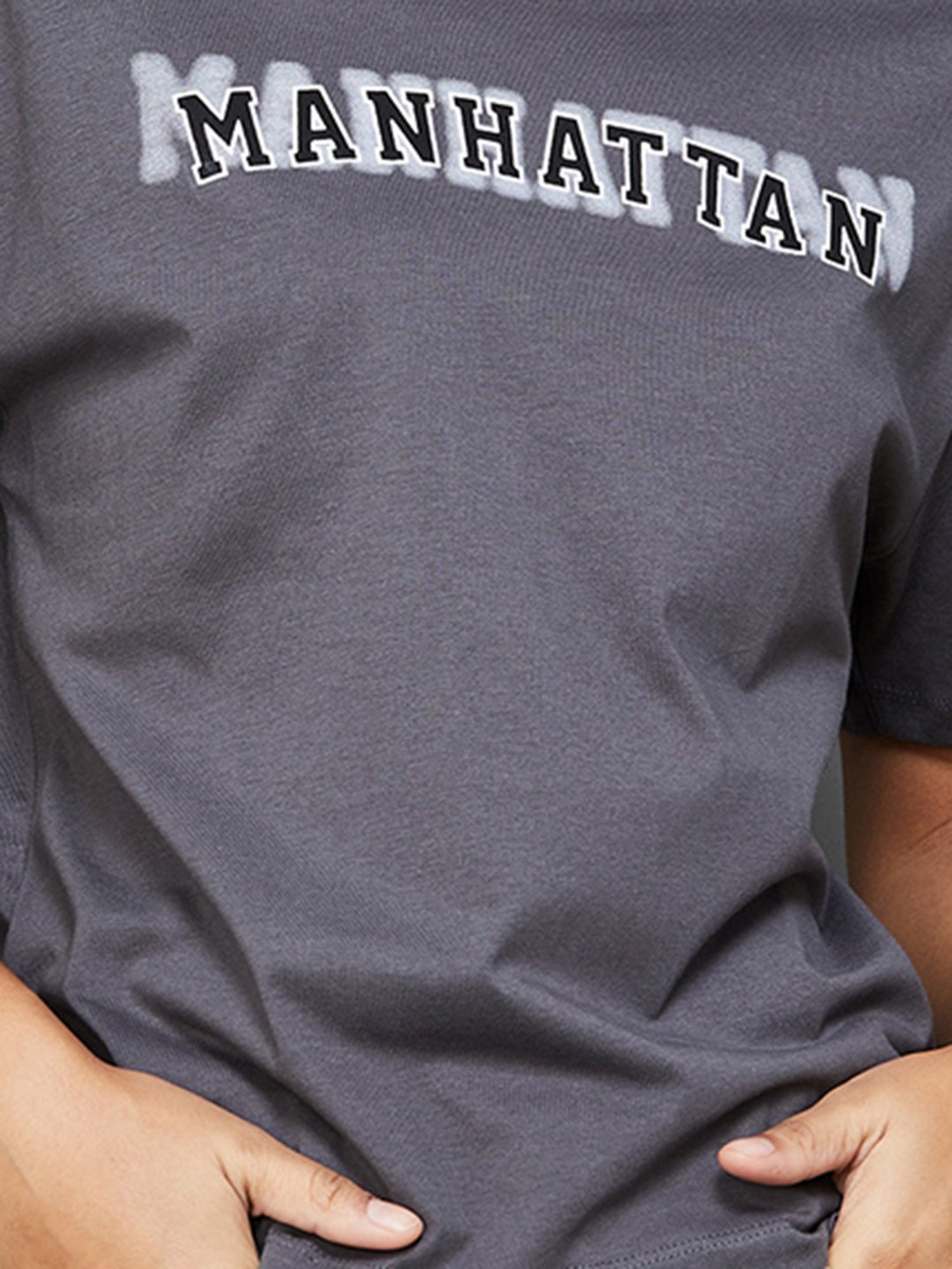 Fame Forever by Lifestyle Grey Cotton Graphic Print T-Shirt