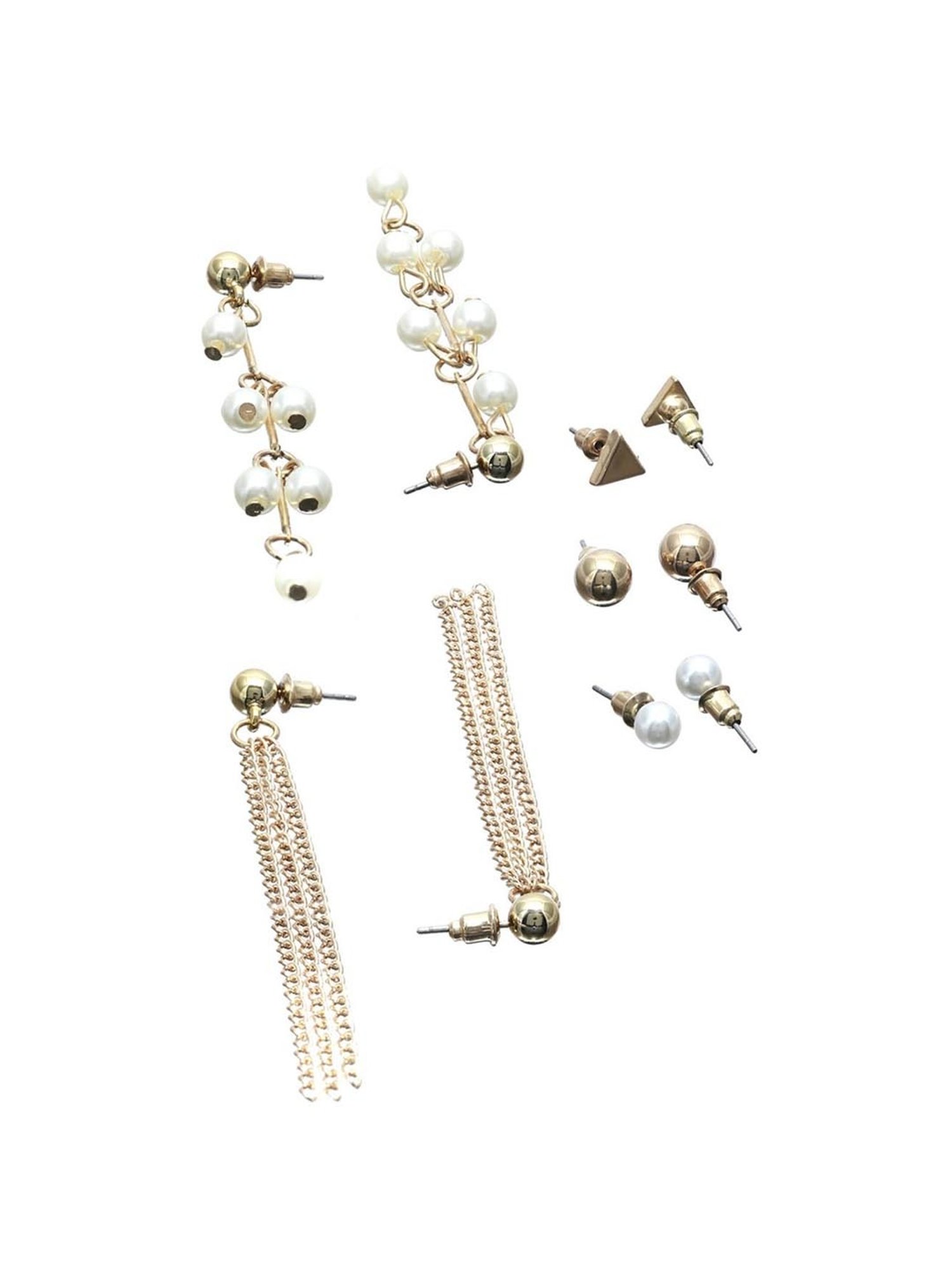 Priyaasi Rose Gold Stud & Dangler Earrings - Set of 6