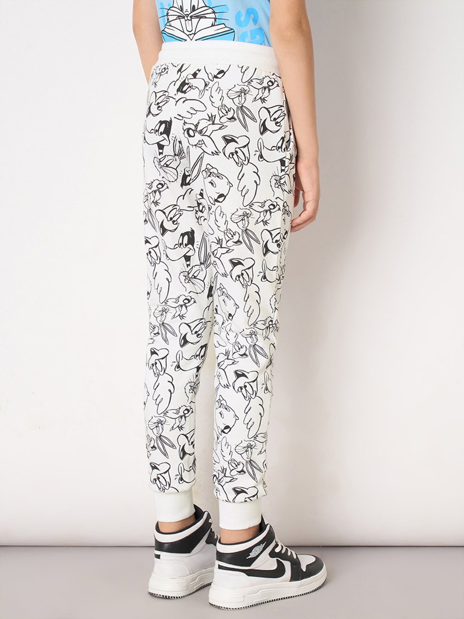 Jack & Jones Junior White & Black Printed Joggers