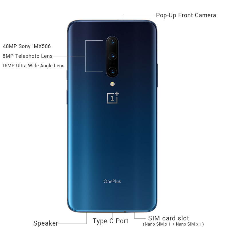 Global ROM original Oneplus 7 PRO Smart Phone Android 9 Snapdragon 855 2K AMOLED 48MP Camera 3120X1440 6GB RAM 128GB ROM(Gray)