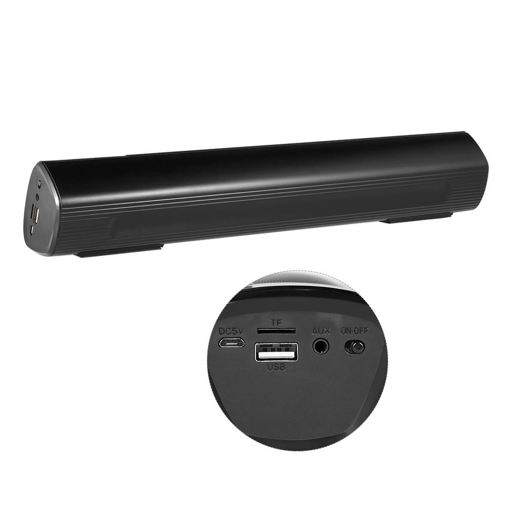 Wireless Bluetooth Speaker Stereo Music Player Soundbar FM Radio TF Card Slot Hands-free LED Display U Disk AUX-IN Black
