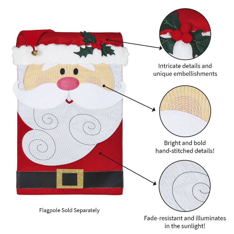 Evergreen Santa Claus Garden Applique Flag