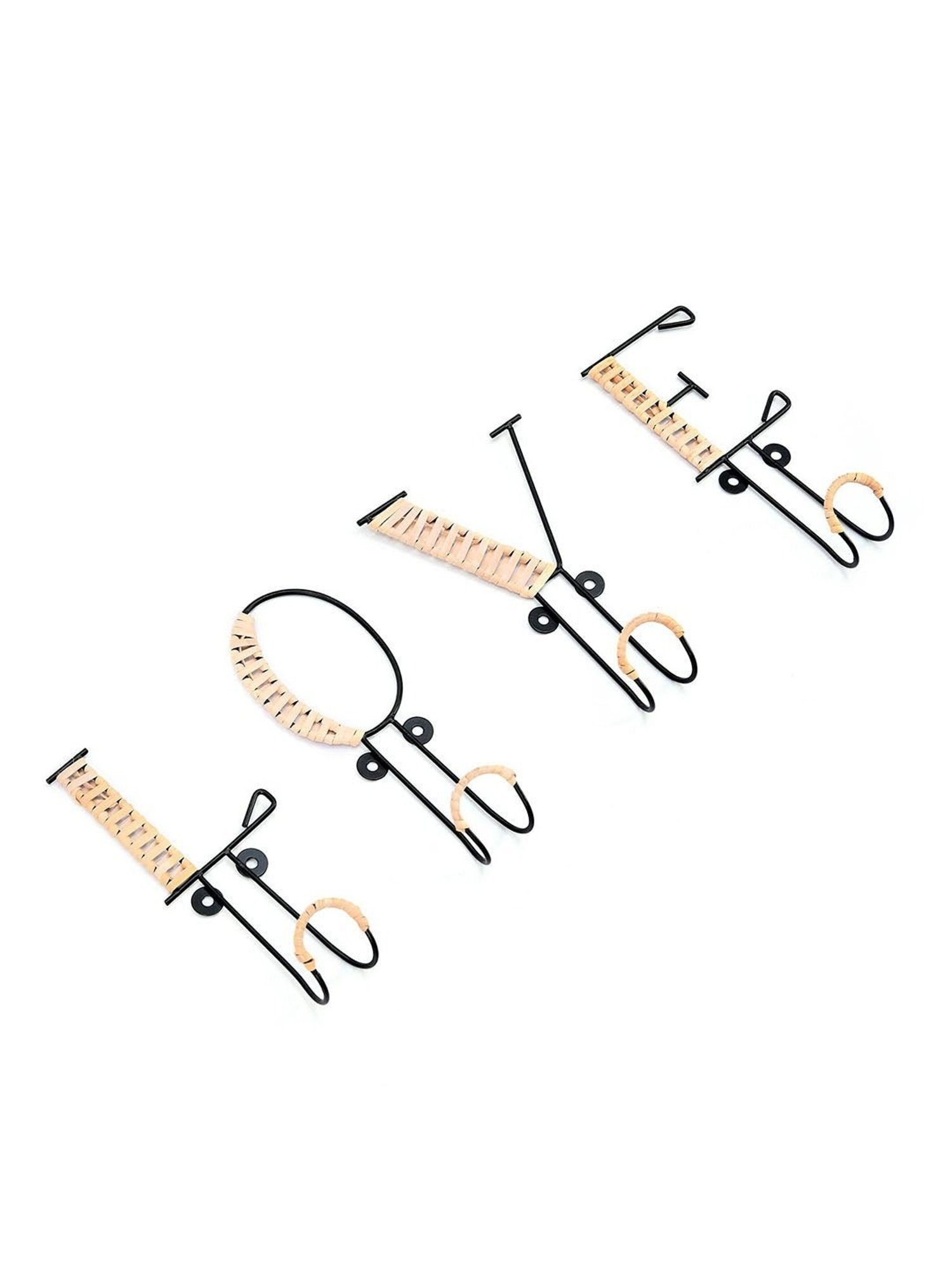 @home Nilkamal Black & Brown Metal Wall Hooks - Set of 4