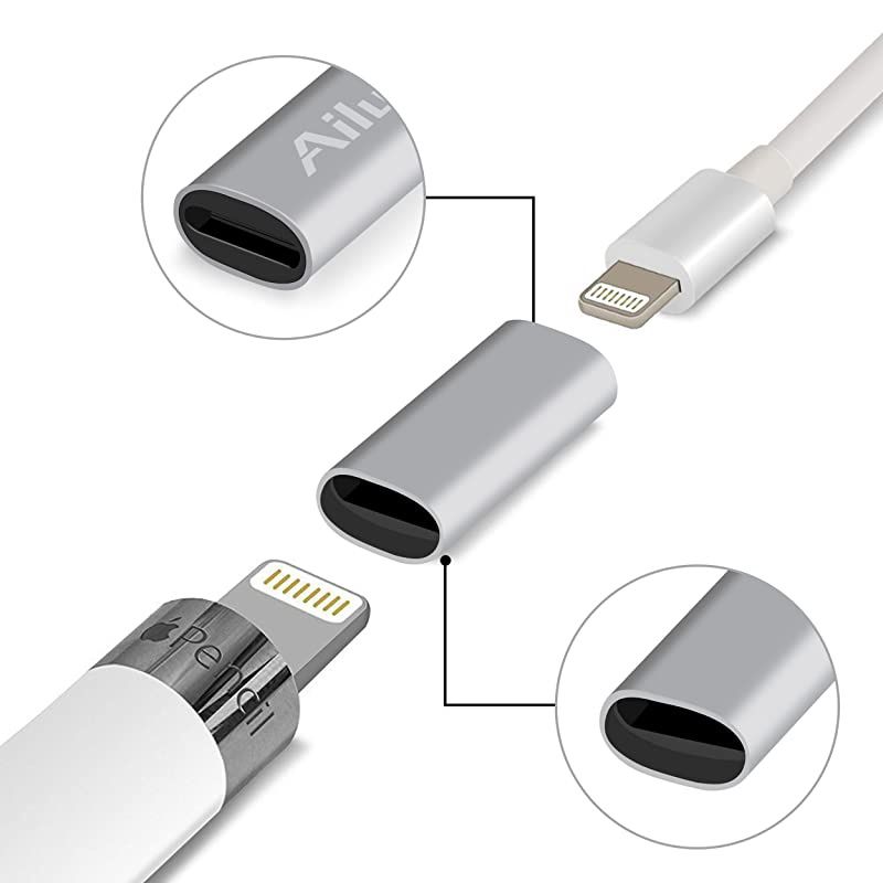 Charging Adapter Compatible with Apple Pencil Cable 3 Pack Compatible with iPad Pencil Charger Convertor and Tether Female to Female Cable Adapter for iPad Pro Apple Pencil Connector Silver