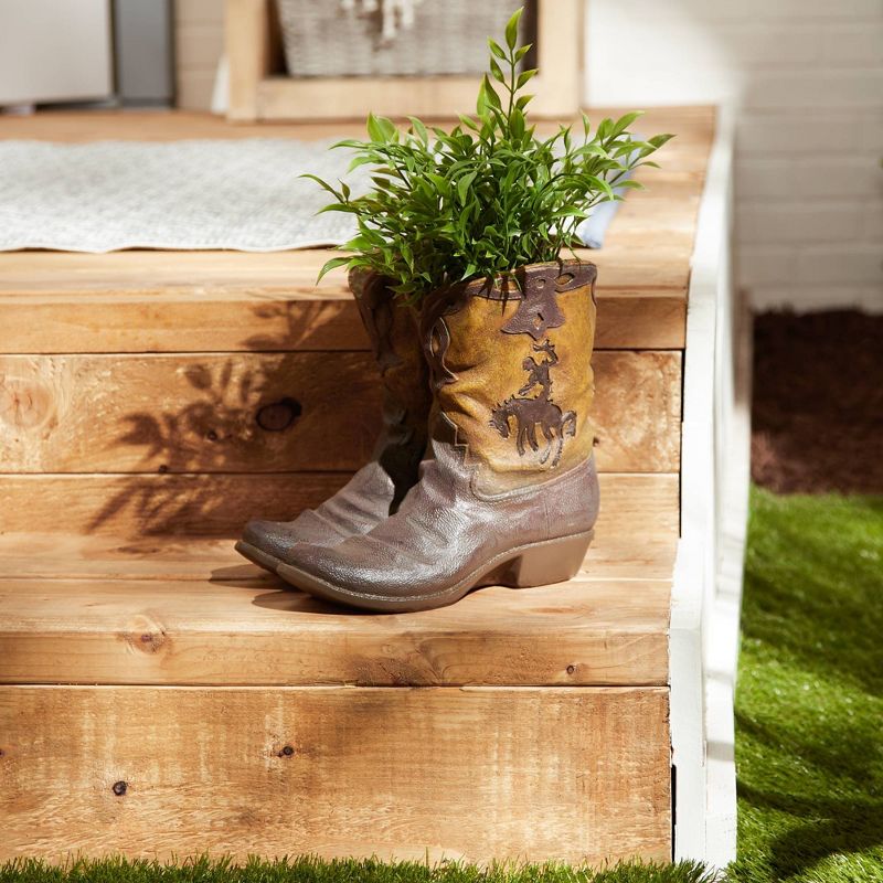 Set of 2 Indoor/Outdoor Polyresin Cowboy Boots Planter - Zings & Thingz