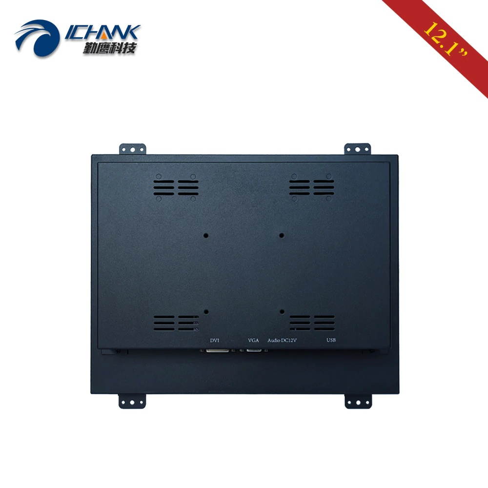 K120TN-DV2/12.1" inch 1024x768 4:3 Metal Shell Open Frame DVI Monitor/12" VGA Embedded Power On Boot LCD Screen Display Monitor
