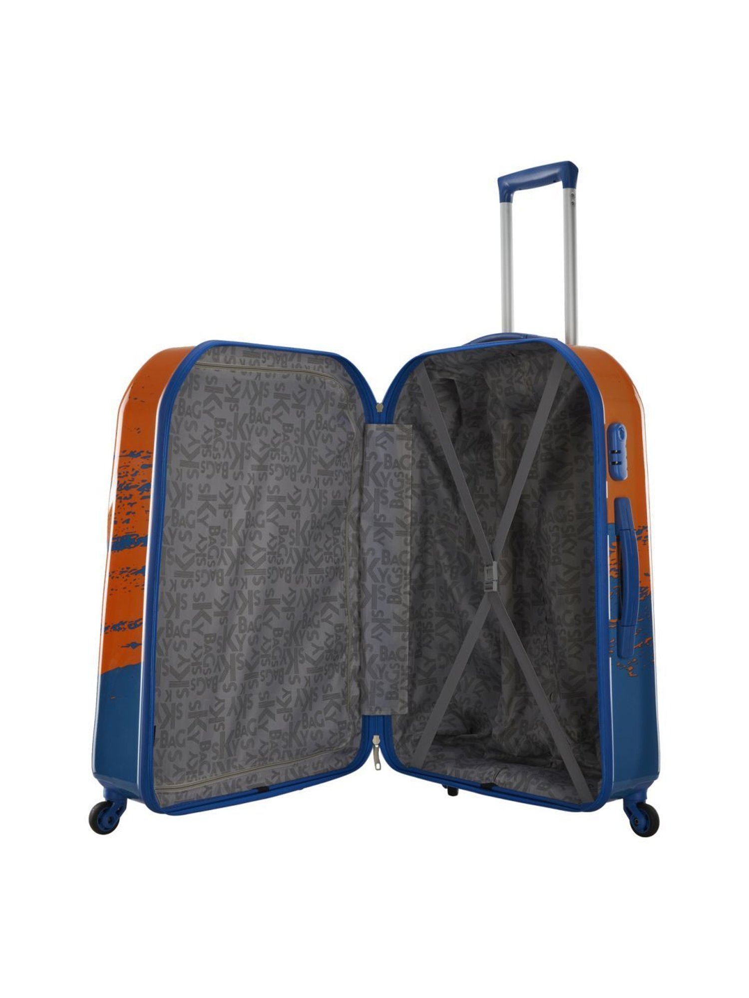Skybags Vista Orangle & Blue Printed Hard Large Trolley Bag - 31 cm