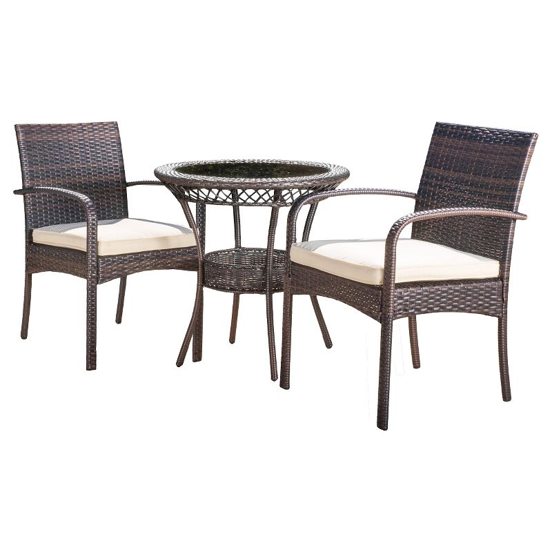 La Sola 3pc Metal Bistro Set - Black/Bronze - Christopher Knight Home