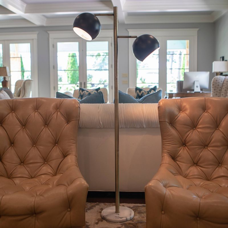 62" 2 Light Marble Morris Base Floor Lamp Brass - Decor Therapy