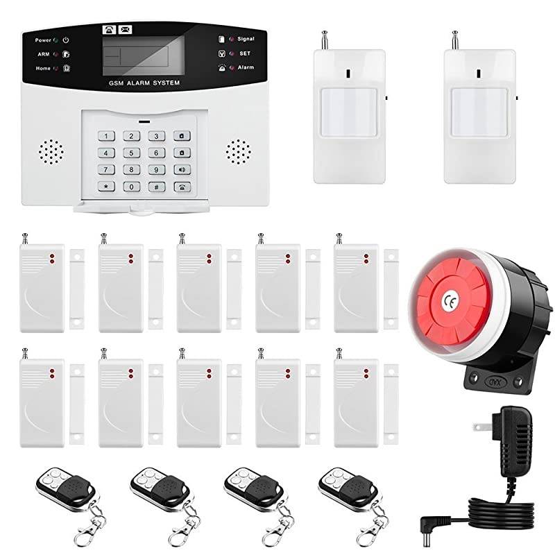 Home Alarm System Wirelss GSM Security System Kit Remote Control Intelligent LED Display Voice Prompt House Office Business Burglar Alarm Auto Dial 120DB Siren