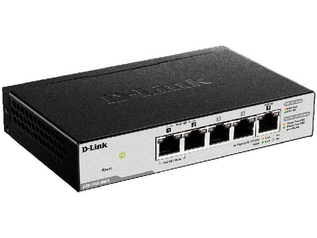 D-Link DGS-1100-05PD 5-Port Gigabit PoE Smart Managed Switch and PoE Extender