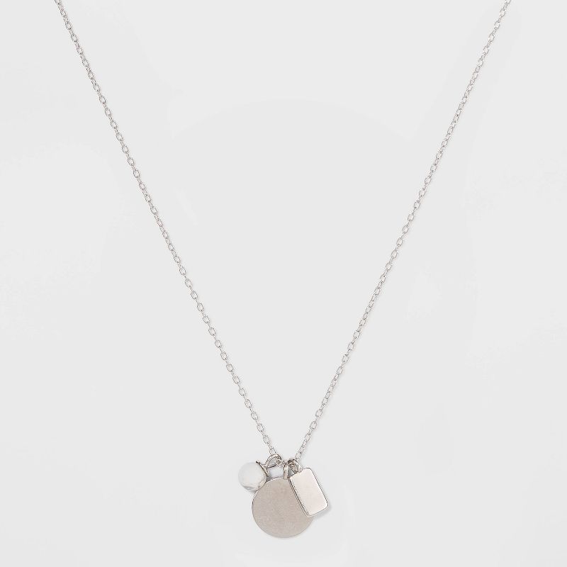 Sterling Silver Howlite Ball Disc and Bar Cluster Necklace - Universal Thread™ Silver