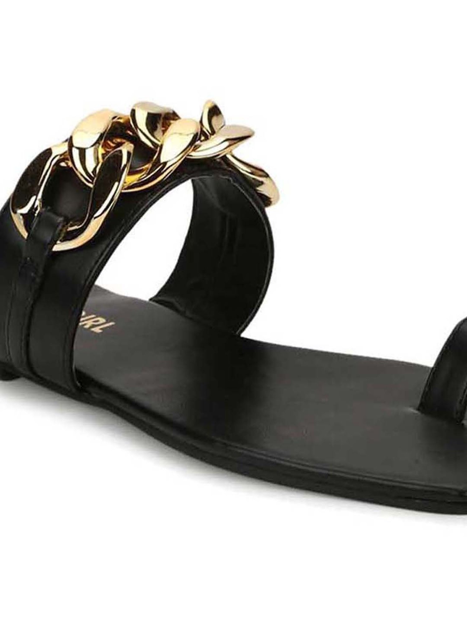 Truffle Girl by Truffle Collection Women's Black Toe Ring Sandals