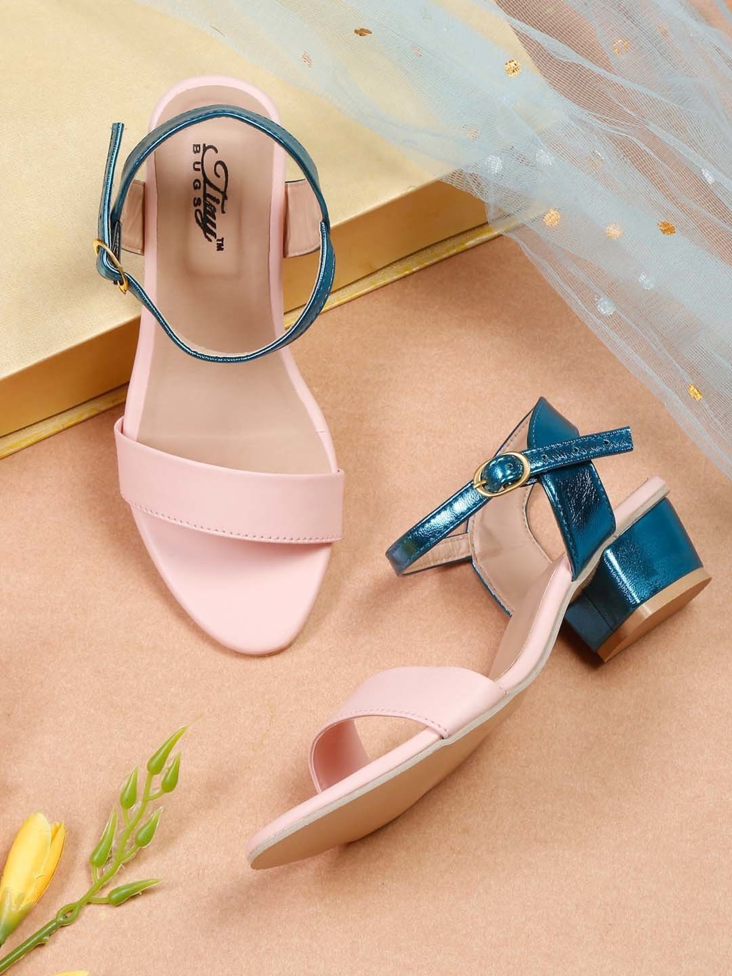 Tiny Bugs Kids Pink & Blue Ankle Strap Sandals