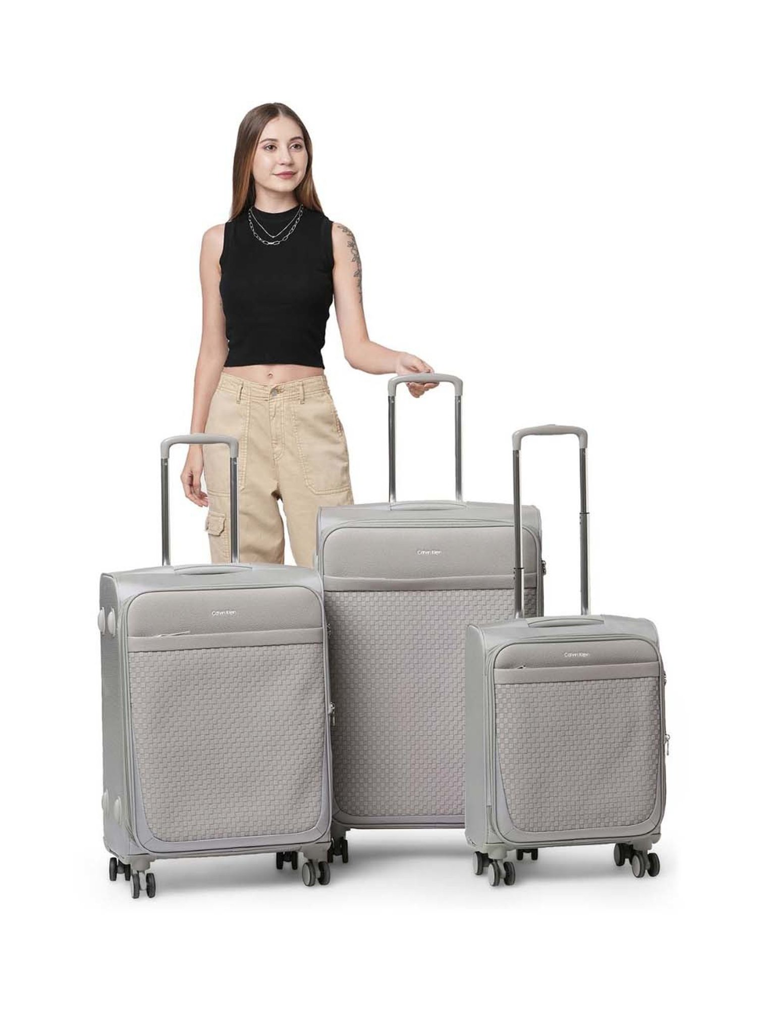 CALVIN KLEIN Stone 8 Wheels Small Soft Cabin Trolley Bag 40cm