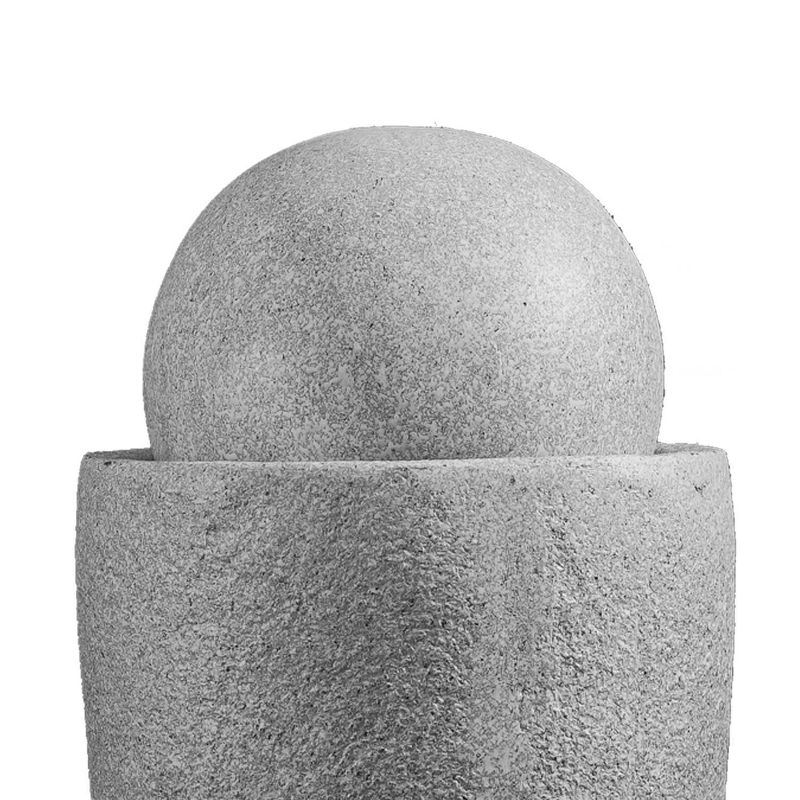 25.6" Indoor/Outdoor Round Modern Stone Textured Water Fountain with LED Lights Gray - XBrand