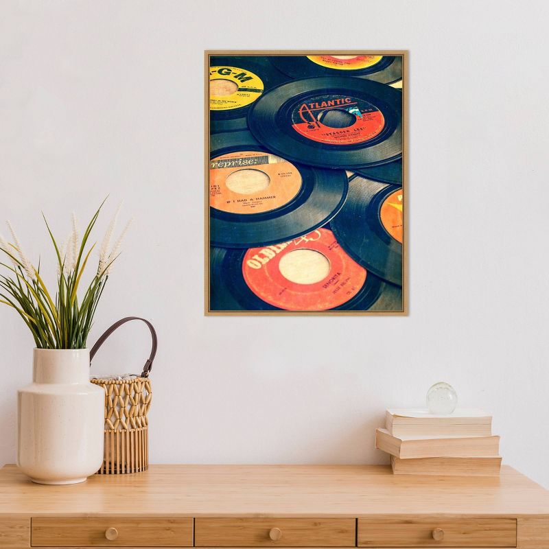 18" x 24" Old Records by Edward M Fielding Framed Canvas Wall Art - Amanti Art