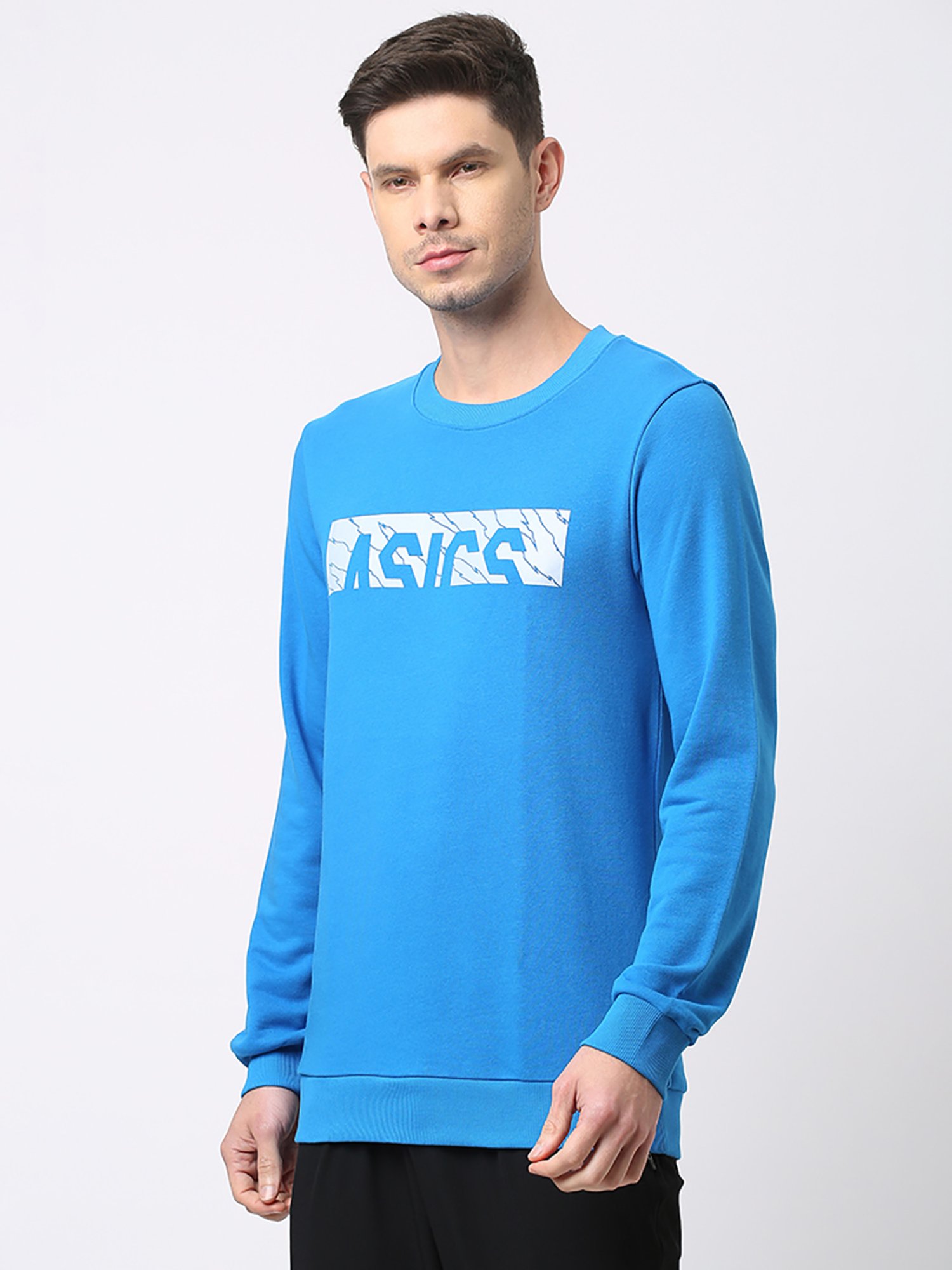 Asics Sky Blue Regular Fit Graphic Print Sweatshirt