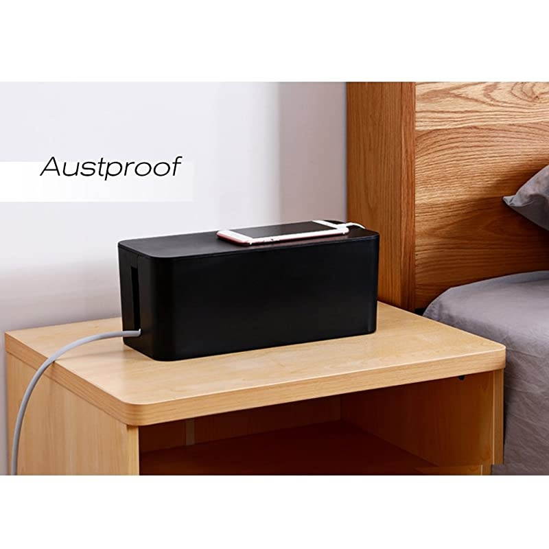 of Three Cable Management Boxes Organizer Large Storage Wires Keeper Holder for Desk TV Computer USB Hub System to Cover and Hide amp Power Strips amp Cords Black