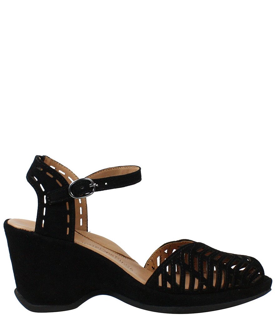 L'Amour Des Pieds Oanez Cut Out Suede Wedge Sandals