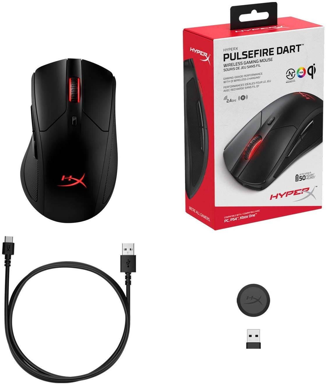 HyperX Pulsefire Dart HX-MC006B Black Wired / Wireless Gaming Mouse