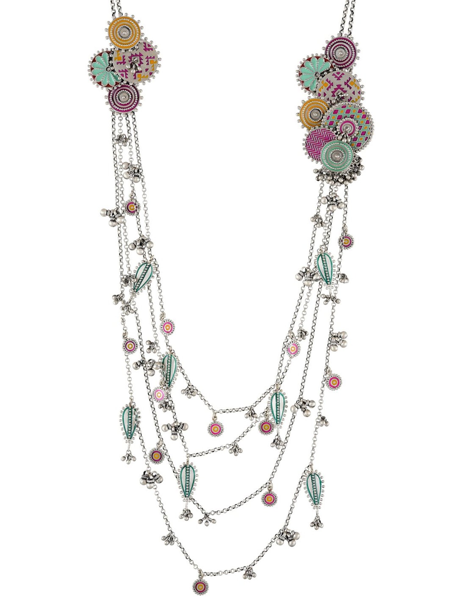 Tribe Amrapali 92.5 Sterling Silver Ghungroo Lariat Necklace for Women