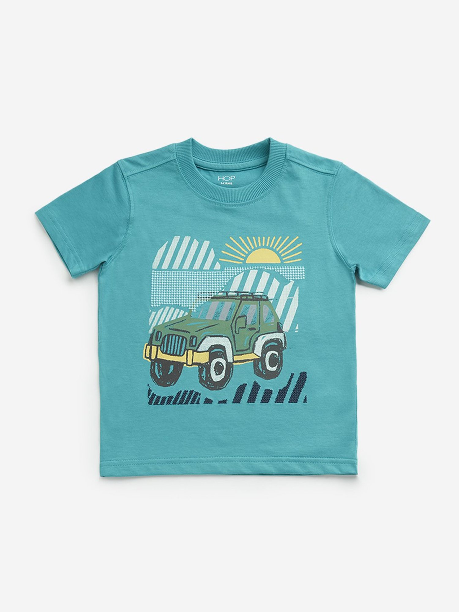 HOP Kids by Westside Teal Car Design T-Shirt