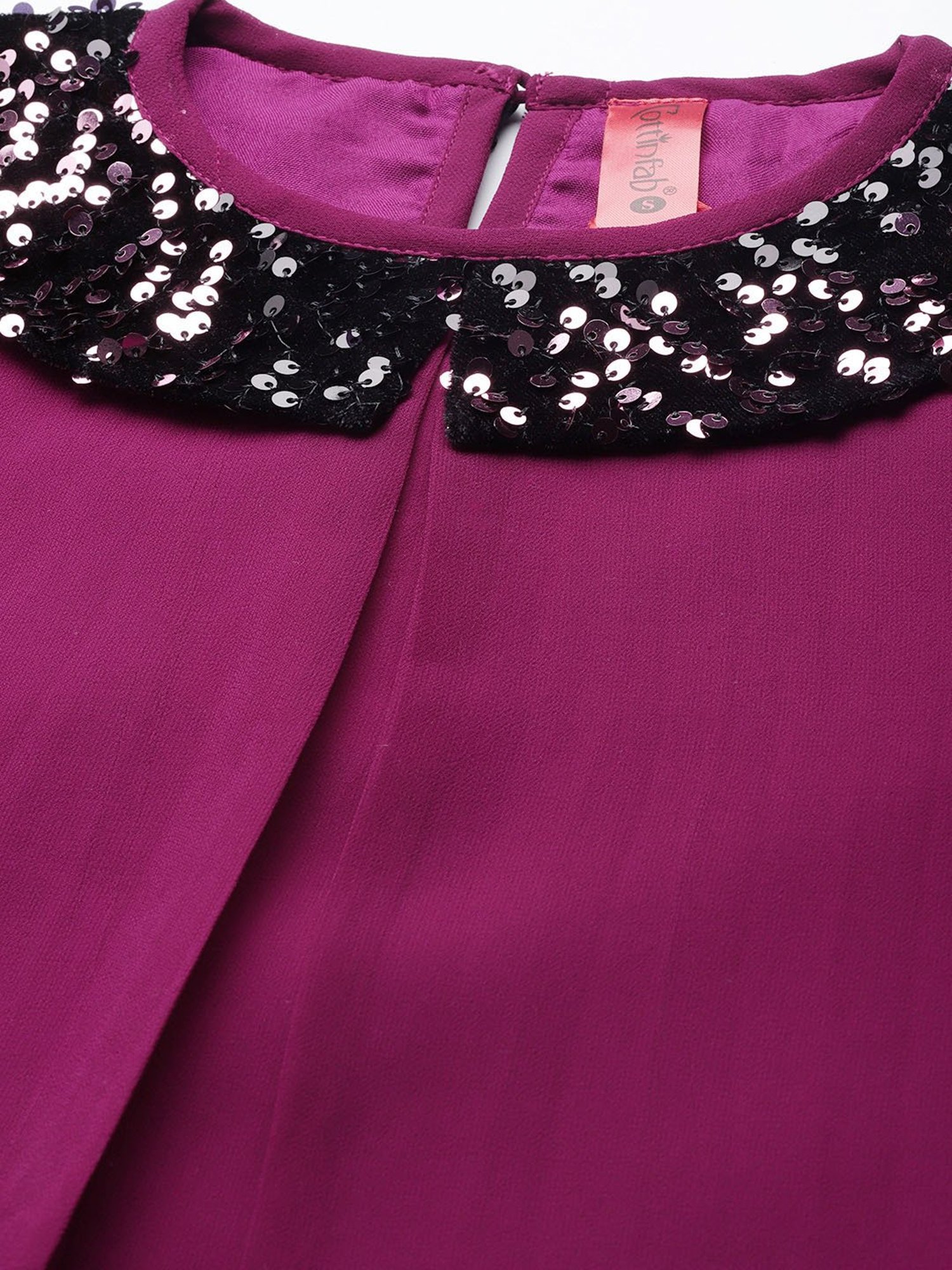 Cottinfab Purple Peter Pan Collar Georgette Top