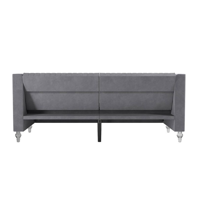 Arabelle Futon with Acrylic Leg Light Gray Velvet - CosmoLiving by Cosmopolitan