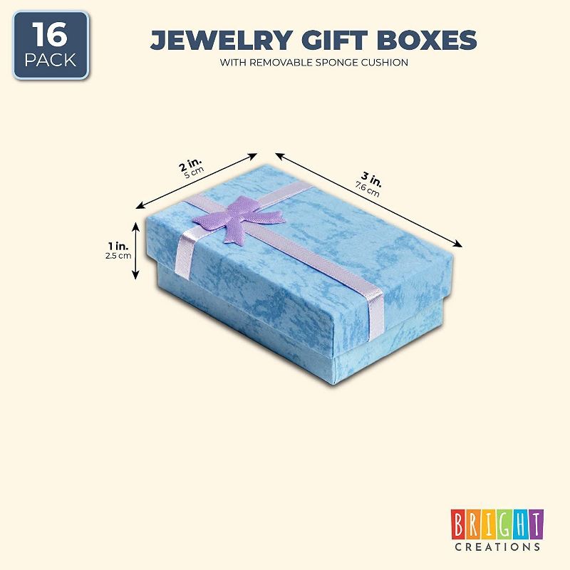 16 Pack Blue Jewelry Gift Boxes with Lids and Ribbon Bows for Display Rings, Earrings, Necklaces and Bracelets