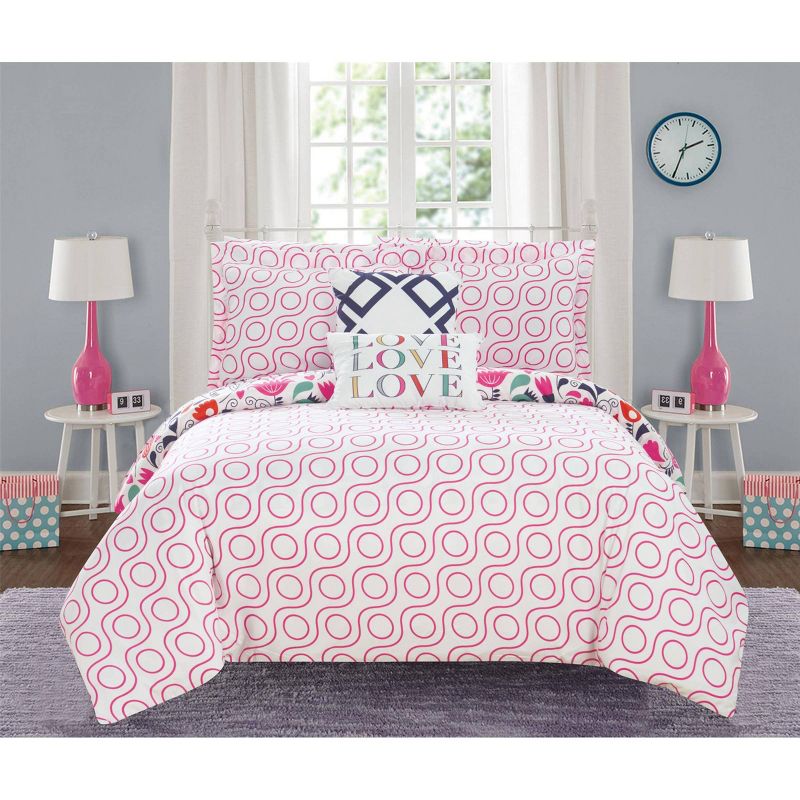9pc Full Audley Bed In A Bag Comforter Set Pink - Chic Home Design