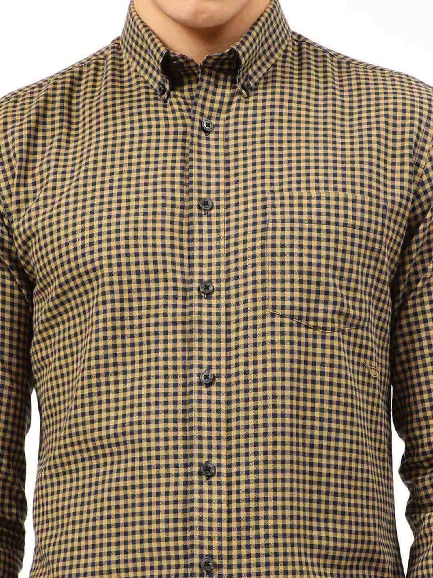 Lindbergh Mid Brown Cotton Slim Fit Checks Shirt