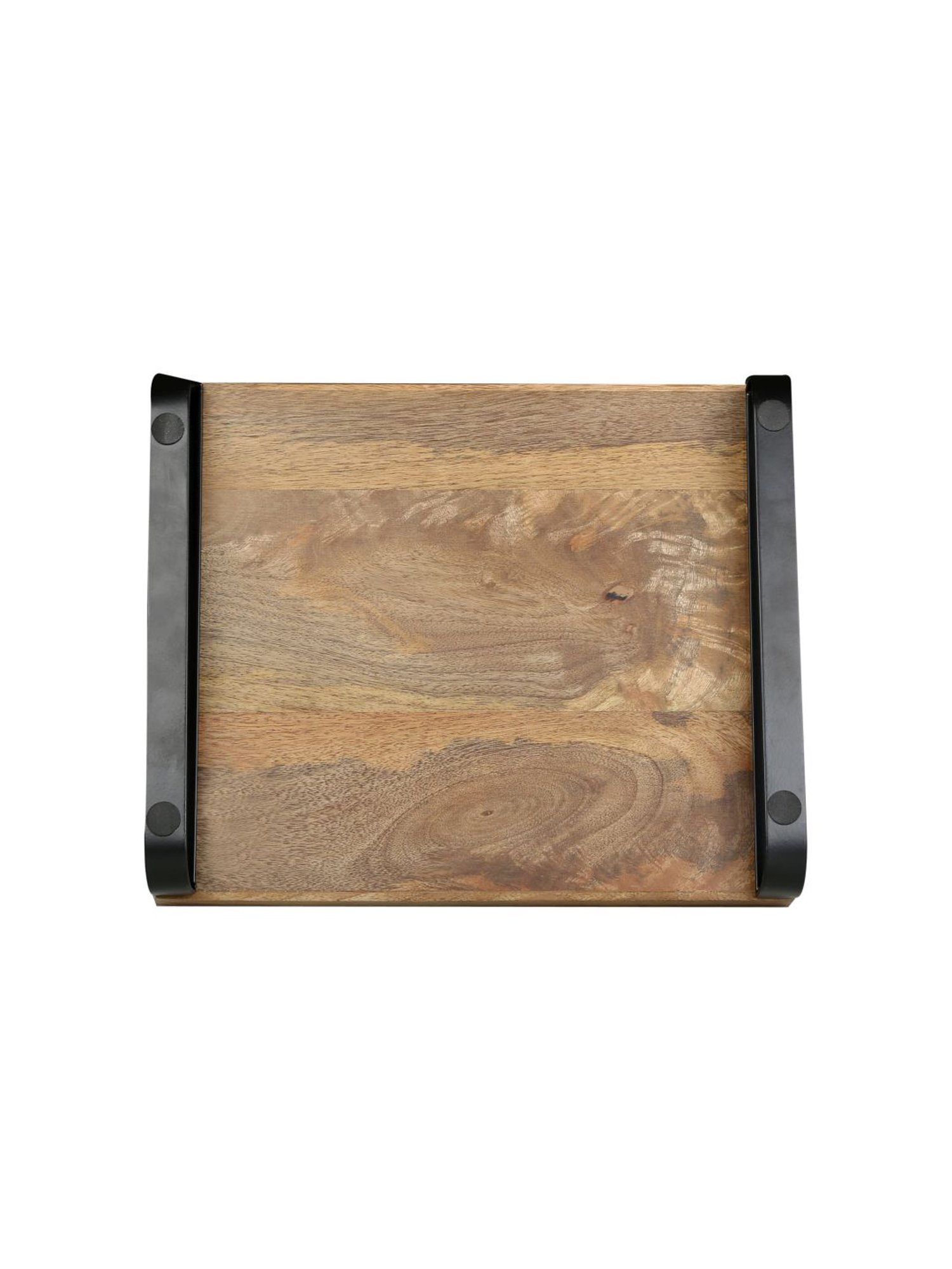 Crayton Mango Wood Serving Tray with Bottom Metal Handle - Set of 1