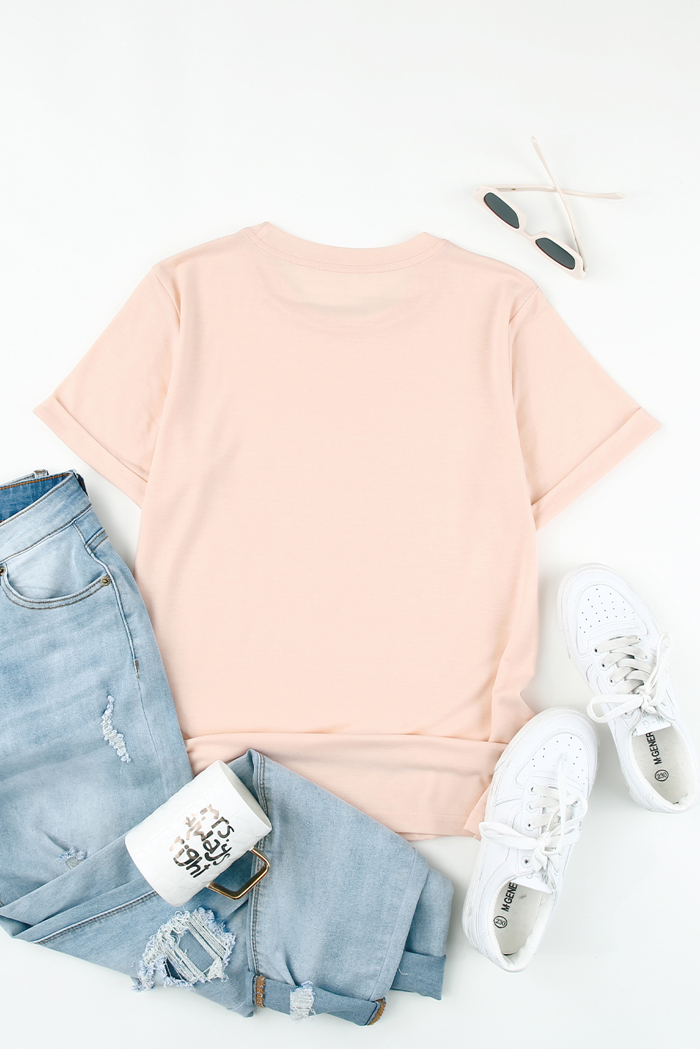 Blank T Shirt - Pink Casual Solid Color Crew Neck Tee Customized