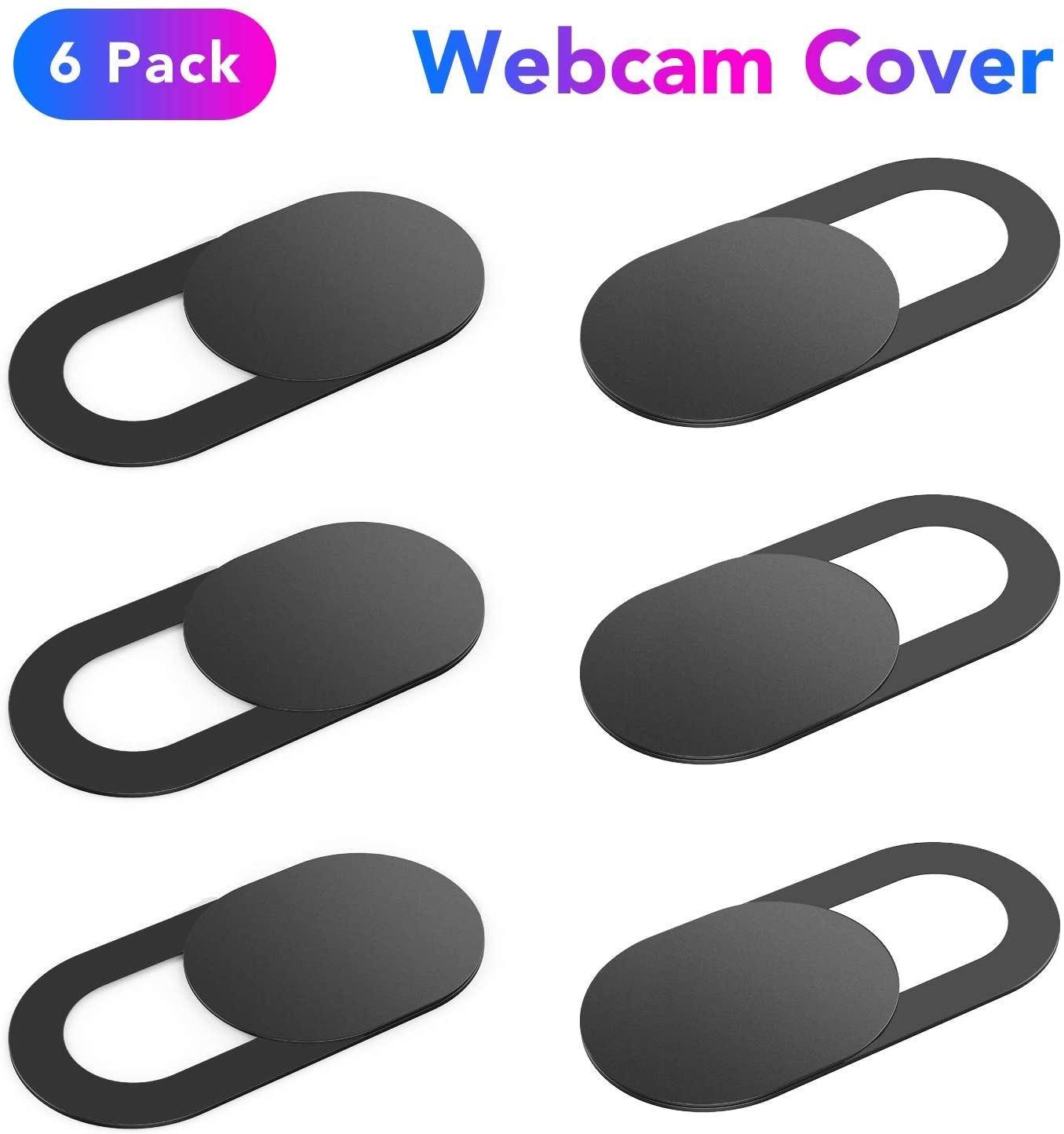 Webcam Cover 0.03 inch 6-Pack Camera Cover Slide Ultra Thin Camera Blocker Protect Your Privacy Security for MacBook Air, Laptop, iPad, iMac, PC, Desktop, iPhone 8/7/6 Plus